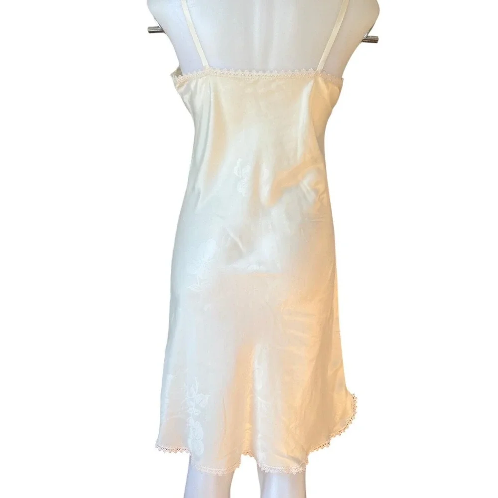 Vintage Silk‎ Blend Nightgown Slip Dress Cream Small Coquette Bridal Balletcore - Picture 5 of 8